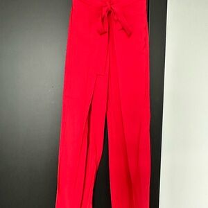 Anthropologie Red Wide Leg Pants